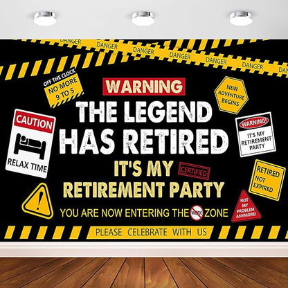 Happy Retirement Banner Caution Logos Retirement Party Decorations Funny Legend by AVEZANO