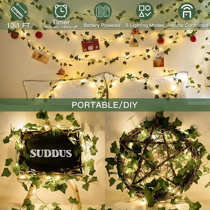 13.1FT 40LED Ivy Vine with Lights Battery Operated Copper Wire | Fairy Lights - Image 5