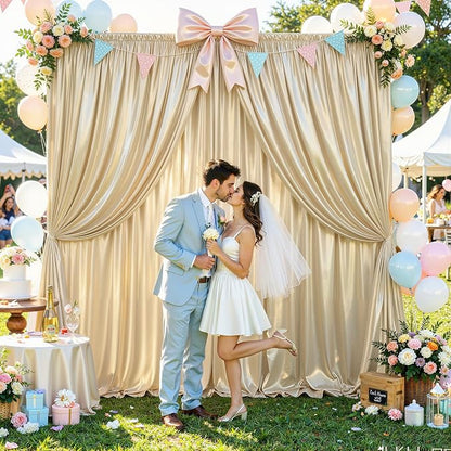 30x10ft Champagne Beige Glitter Backdrop Curtain - Image 7