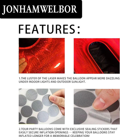 Jonhamwelbor 40 Inch Laser Red Number 5 Foil Mylar Balloon - Image 4