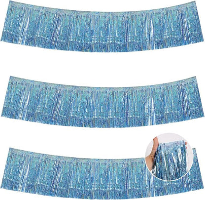 BEISHIDA Laser Light Blue Fringe Garland Banner Wall Tinsel Foil Streamers | by Beishida