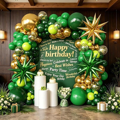 Green and Gold Balloons Garland Arch Kit by Unknown