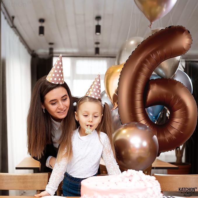KatchOn Coffee Brown Number 6 Balloon 40 Inch | 6th Birthday Balloon - Image 2