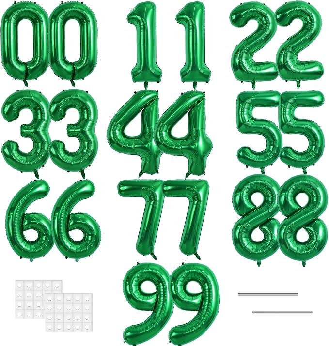 TONIFUL 20 Pcs Number Balloon 2 Set 16 Inch Green 0-9 Numbers Balloons | Small by TONIFUL