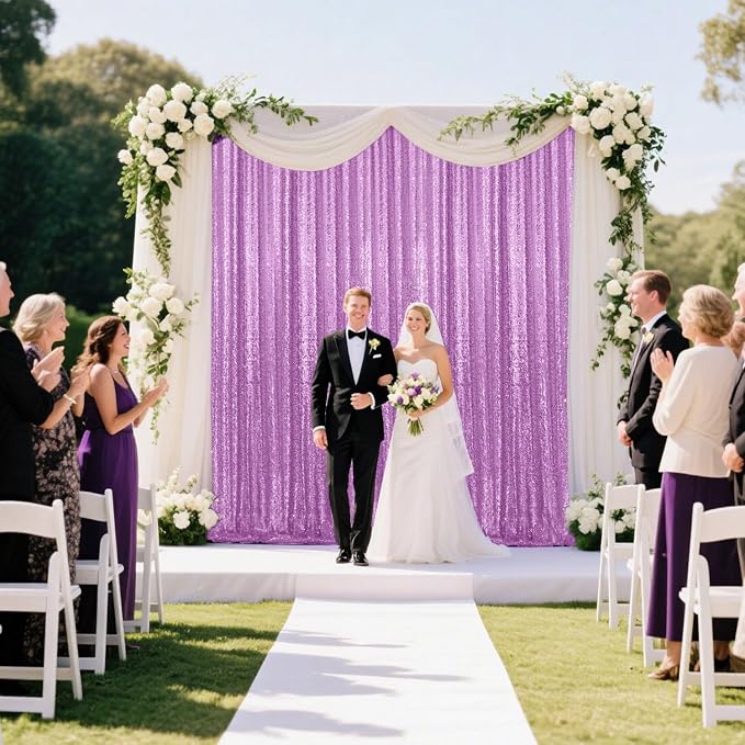 2×8FT-4PCS Lavender Sequin Backdrop Curtains Panels, Photography Backdrop - Image 3