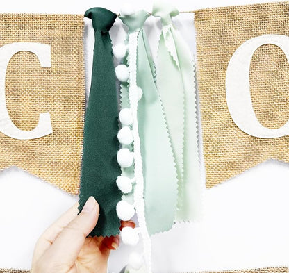 Welcome Baby Heart Burlap Pennant Banner Flag Felt Welcome Baby Sign and Heart - Image 5