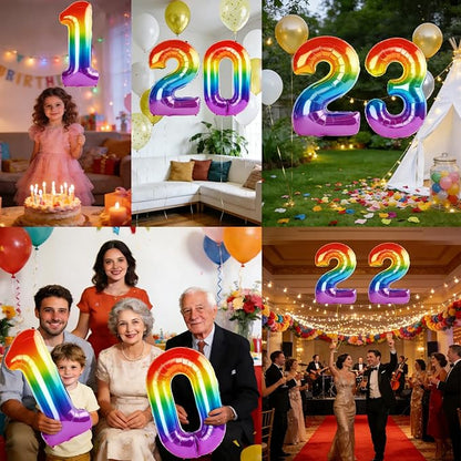 40 Inch Number 23 Balloons for 23rd Birthday Party Decorations, 0-100 Rainbow - Image 7