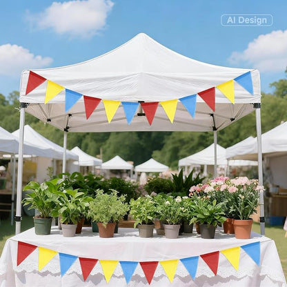 G2PLUS Pre-Strung Burlap Pennant Banners, 39Ft Red Yellow Blue Triangle Flag - Image 7