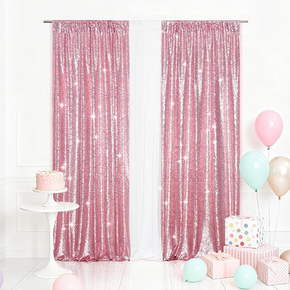 Eternal Beauty Fuchsia Pink 3mm Sequin Backdrop 2x8 Ft 2 Pack Wedding | Dense by EternalBeauty
