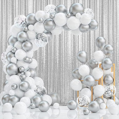 4×8FT Silver Sequin Backdrop Curtain, Photography Backdrop Glitter Curtains - Image 8