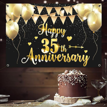 HAMIGAR 6x4ft Happy 35th Anniversary Banner Backdrop - Image 5