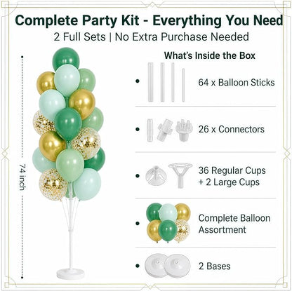 Hiins 2 Set Sage Green Gold Party Balloon Column Kit - Image 3