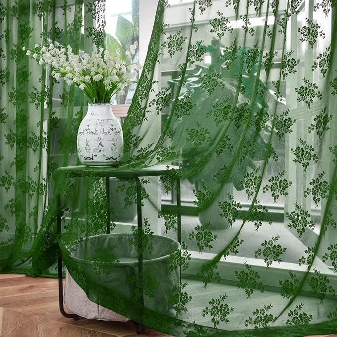 Kotile Emerald Green Lace Curtains - Image 5