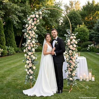6.6FT Gold Metal Arch Backdrop Stand, Curved Wedding Arch - Image 3