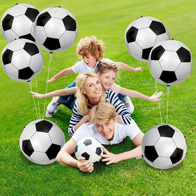 8 Pcs Soccer Foil Balloons 22 Inch 4D Soccer Ball Balloons Large Realistic - Image 5