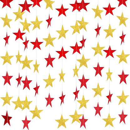 BEISHIDA Gold Red Star Garland Decor Twinkle Star Banner Backdrop 2026 by Beishida