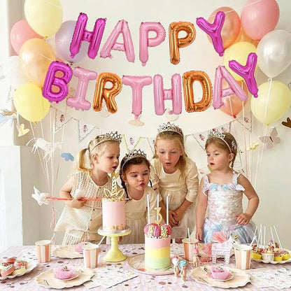 TONIFUL Pink Orange Happy Birthday Balloons Banner Decor - Image 5