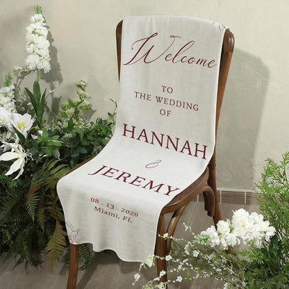 Mapileng Elegant Wedding Linen Wall Tapestry Welcome Banner, Personalized - Image 6
