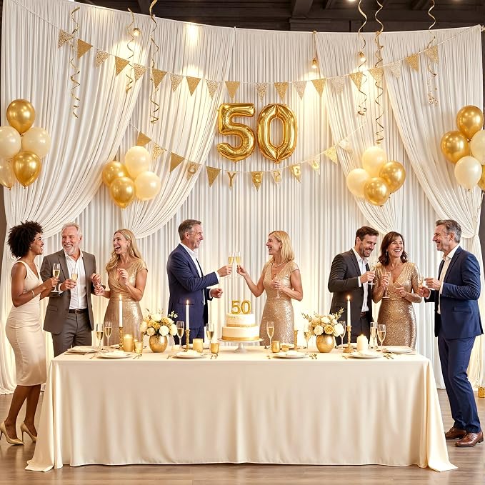 10 Panels Champagne Backdrop Curtains - Image 5