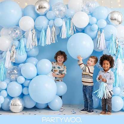 PartyWoo Baby Blue Balloons 100pcs Light Pastel Sky Aqua Blue Color | 36 18 12 - Image 5