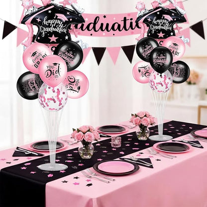 Jenaai Pink and Black 27 Pcs 2026 Graduation Balloon Centerpiece - Image 7
