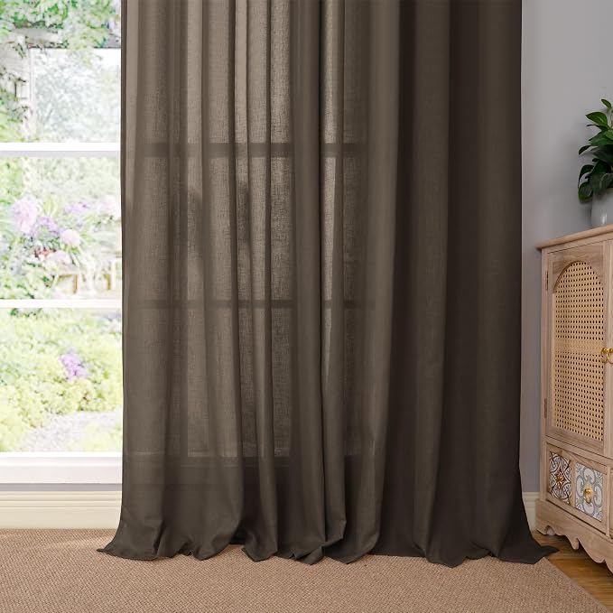 YoungsTex Chocolate Brown Linen Curtains - Image 9