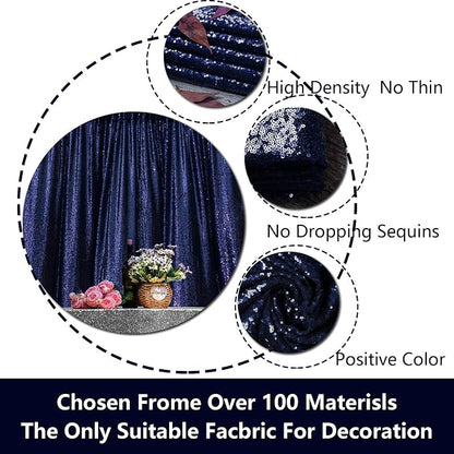 JYFLZQ Navy Blue Sequin Backdrop Curtains 6ft x 8ft 1 Panel Glitter Photo Booth - Image 7