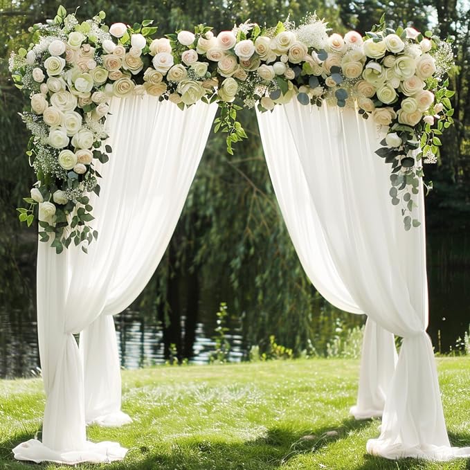 Ivory Wedding Arch Draping Fabric Backdrop Drapes Sheer 6 Panels | 28.7"x20FT - Image 7