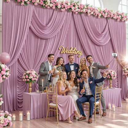 4 Panels Dusty Pink Backdrop Curtains - Image 4