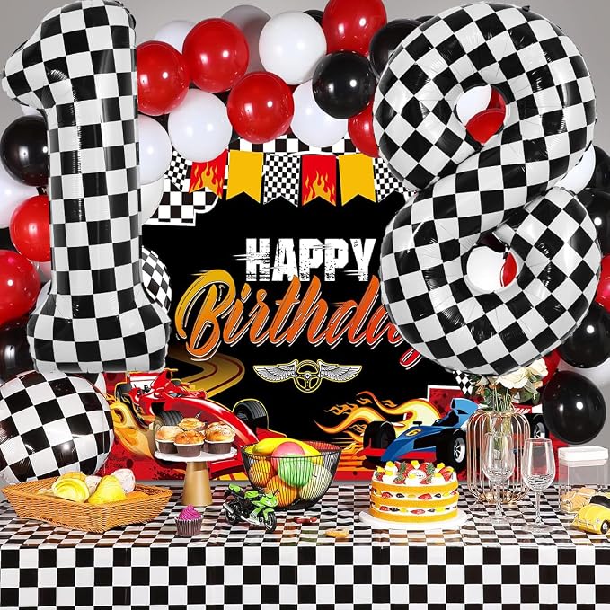 TONIFUL 40 Inch Large Checkered Number 1 Balloon 1st Birthday Decorations | 1st - Image 6