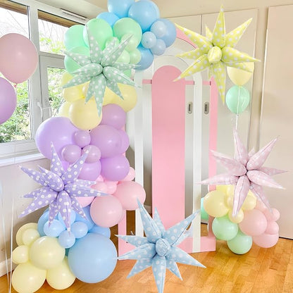 2Pcs Purple Macaron Polka Dot Explosion Pointed Star Foil Balloons/Candy Color - Image 6