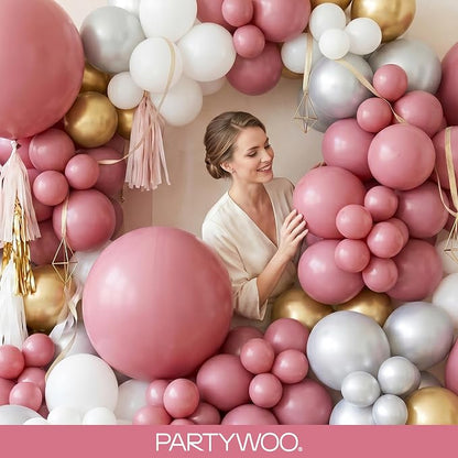 PartyWoo Mauve Dusty Balloons 140pcs Pink Rose Color 18 12 10 5 Inch | 18 12 10 - Image 9