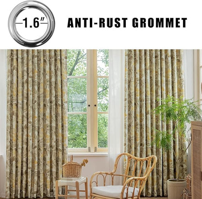 SUOUO Blackout Curtains for Bedroom Patterned Vintage Brown Leaf Room Darkening - Image 2