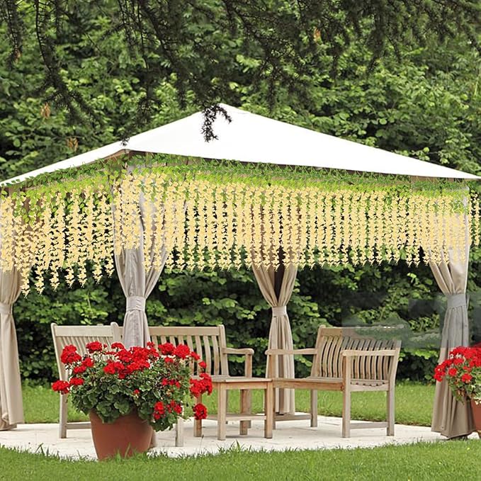 Artificial Wisteria Hanging Flowers Fake Wisteria Flower Garland Silk Vines - Image 2