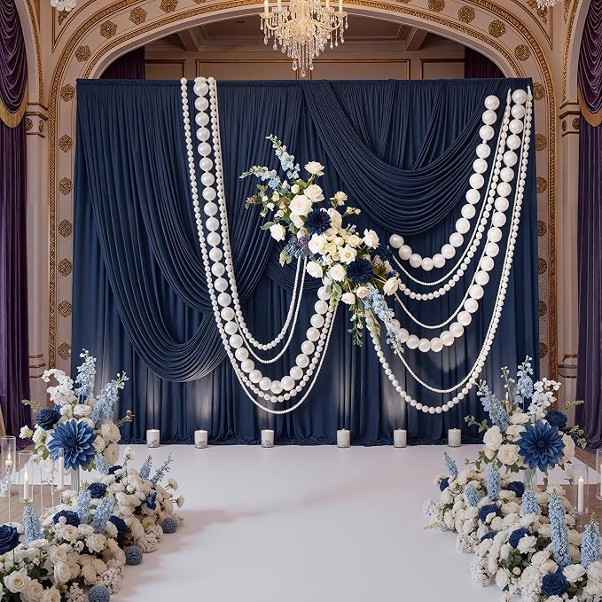 10ft x 10ft Wrinkle Free Navy Blue Backdrop Curtains Panels, 2 Panels 5x10ft - Image 3