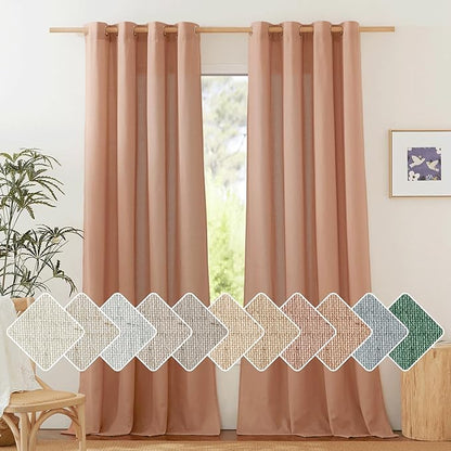 NICETOWN Linen Curtains for Bedroom 96 inches Long, Grommet Rustic Farmhouse by NICETOWN