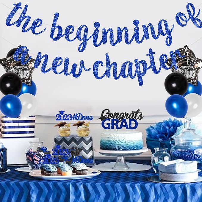 BEISHIDA Blue Pre-Strung Glitter The Beginning of A New Chapter Banner | - Image 6