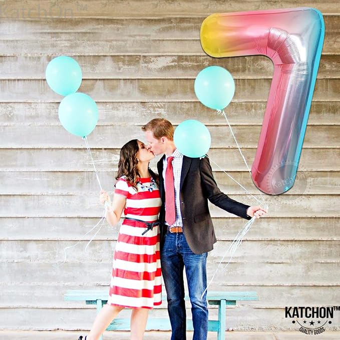 KatchOn Rainbow Number 7 Balloon 40 Inch | 7th Birthday Balloon - Image 8