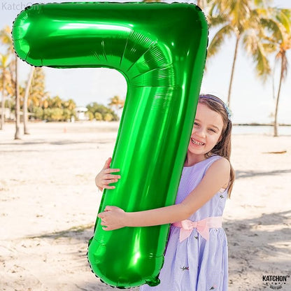 KatchOn Dark Green Number 7 Balloon 40 Inch, 7th Birthday Balloon | Happy - Image 7