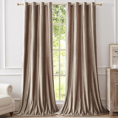 BULBUL Taupe Velvet Blackout Curtains 72 inch Long - Image 5