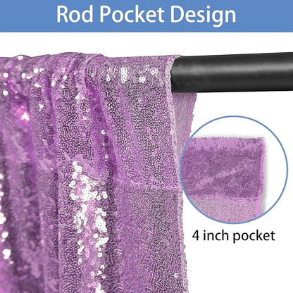 Hahuho Lavender Sequin Backdrop Curtain, Party Decoration（4 Panels, 2FT x 8FT - Image 5