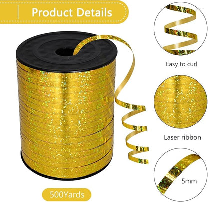 500 Yards Gold Shiny Curling Ribbon Shiny Metallic Roll - Image 2
