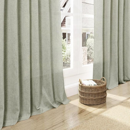 Sage Green Semi Sheer Curtains 108 Inches Long 2 Panels Set Back Tab Loop - Image 7