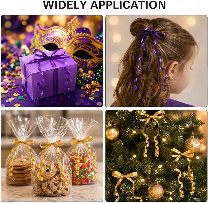 TONIFUL Shiny 500 Yards Purple and Gold Curling Ribbon Balloon String | Balloon - Image 5
