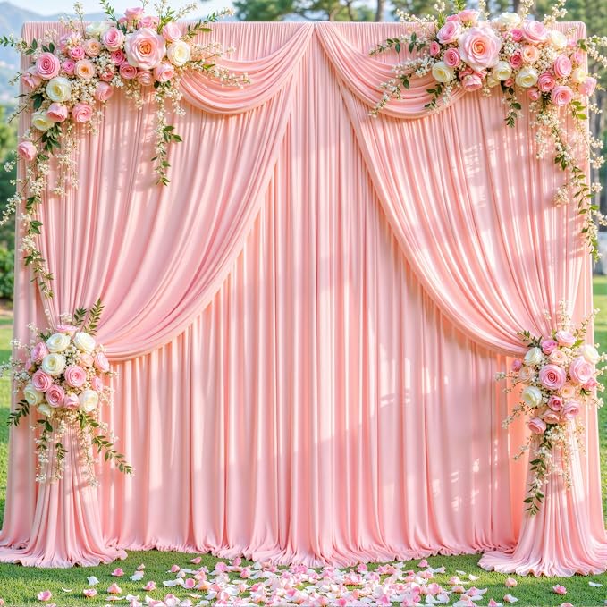 10 Panels Blush Pink Backdrop Curtains - Image 3