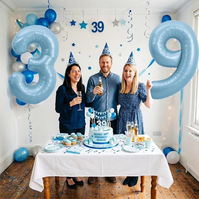 TONIFUL 40 Inch Pastel Blue Number 3 Foil Balloons Large Mylar Foil Digital 3 - Image 6