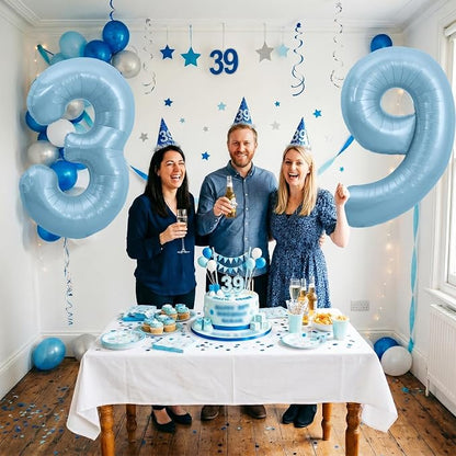 TONIFUL 40 Inch Pastel Blue Number 3 Foil Balloons Large Mylar Foil Digital 3 - Image 6