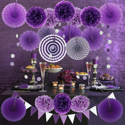 Party Decoration, Pom Poms Flowers, Garlands String Polka Dot and Triangle - Image 6
