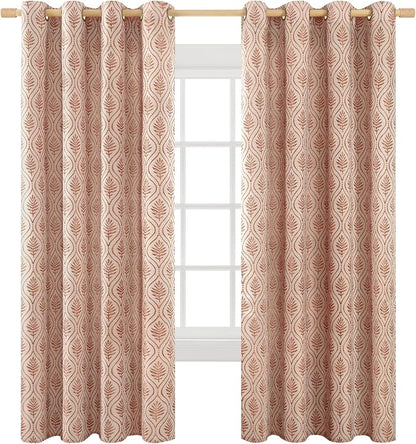 BGment Terracotta Leaf Jacquard Curtains 72 Inches Long - Image 9