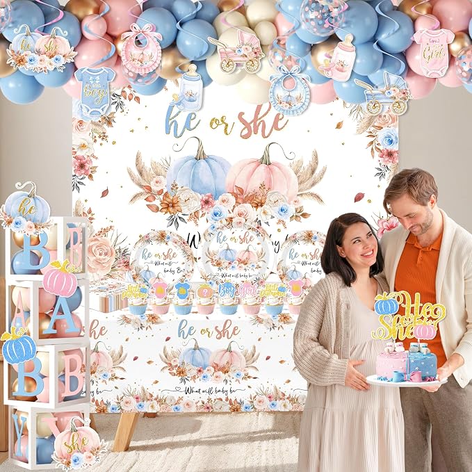 Pumpkin Gender Reveal Decorations, Fall Gender Reveal Decorations includes He - Image 4